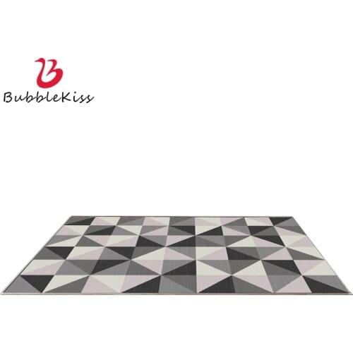 Bubble Kiss European Style Grey Geometric Pattern Carpets for Living Room Home Bedroom Decor Soft Non-Slip Area Rugs Table Mat