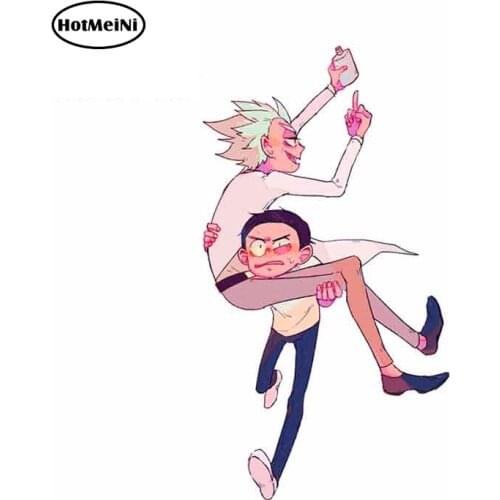 HotMeiNi 13cm x 7.2cm Decal for Morty Smith Holds Rick Bumper Laptop Air Conditioner Bumper Decoration Car Stickers