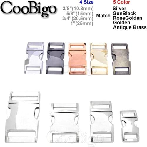 New 10pcs 10mm 15mm 20mm 25mm Metal Side Release Buckles for Paracord Bracelet Dog Cat Collar Buckles DIY Accessories