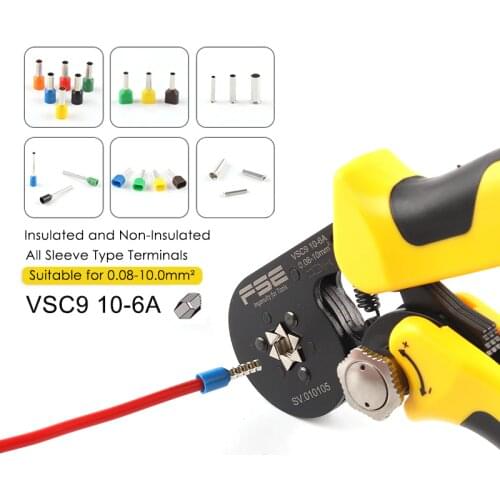 High quality 0.08-10mm2 26-7AWG Adjustable Precise Hexagon Tube Bootlace Terminal Crimping Pliers Crimp Hand Tools VSC9 10-6A