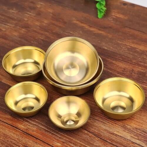 Brass Pure Copper Drinking Bowl Small Auspicious Tibetan Holy Mini Water Tea Cup Golden Buddhist Tea Bowl Homes Gift Decorative