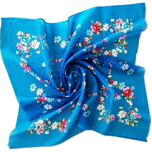 Fully Cotton Blue Scarf, Writing, Head Cover, Kerchief, Cheesecloth