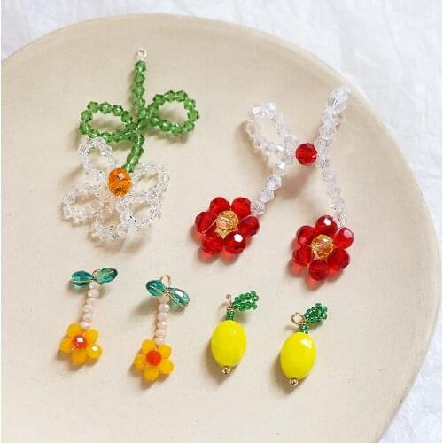 Hand-knitted flower shape 20pcs/lot crystal/copper charms diy jewelry earring/necklace pendant accessory