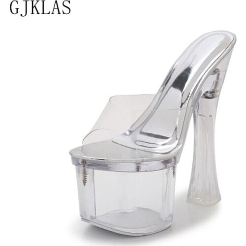 Size 43 Platform Sandals Transparent Shoe High Heels Women Peep Toe Slippers Summer High Heel Womens Fashion Sandals Slippers