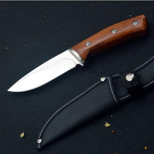 Outdoor Tactical Survival Knife 440C Fixed Blade Wood Handle Samurai Sword COMBAT Military Tanto Wilderness Bushcraft Camp EDC