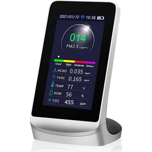 WiFi Air Quality Monitor, Multifunctional for Formaldehyde(HCHO) TVOC CO2 PM2.5/PM10/PM1.0 Temperature Humidity Tester