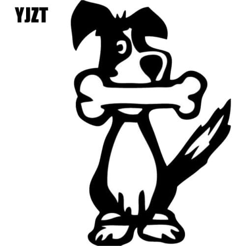YJZT 9.9*15.2CM Dog Station Treats Cookie Jar Vinyl Decal Funny Pet Cartoon Car Sticker Black/Silver C6-1577