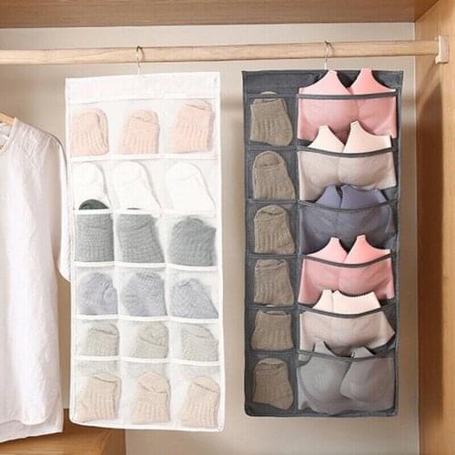 1PC Multifunction Folding Clothing Storage Bag Clear Hanging Bag Socks Bra Underwear Rack Hanger Storage Bags Organizer