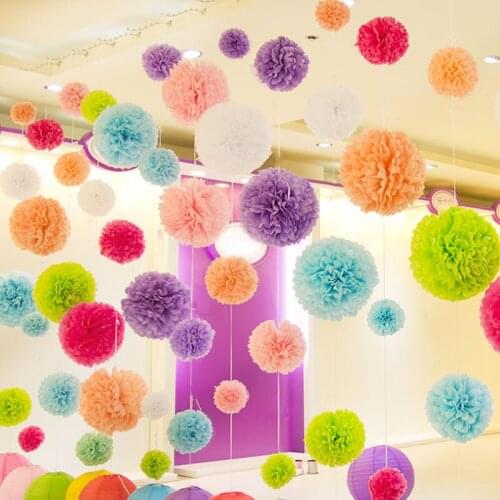 1PCS 4/6/8/10/12 Inch Tissue Paper Pom Poms Decoration Flowers Craft Paper Flower Balls For Birthday Wedding Home Decorations