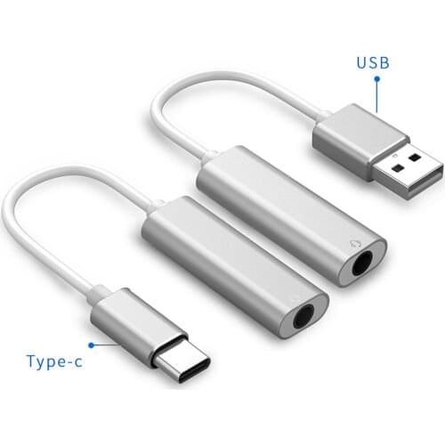 100% Brand New and High Quality USB type-C To 3.5 mm Stereo Jack Headset Audio Adapter Cable External Sound Card Jack