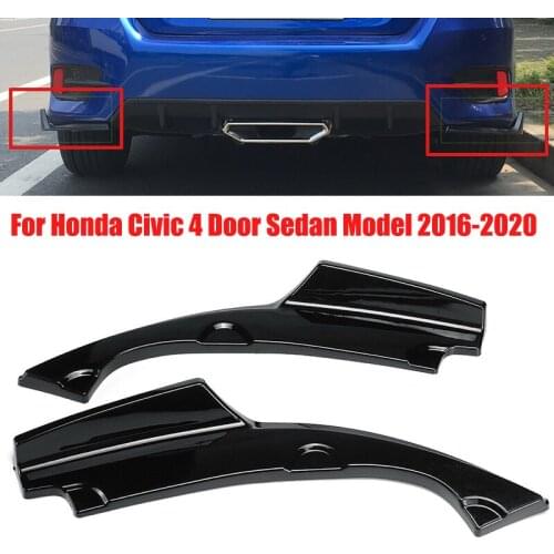 2Pcs Gloss black Car Rear Bumper Splitter Lip Sopiler Diffuser Winglet Protector For Honda Civic 2016 2017 2018 2019 2020