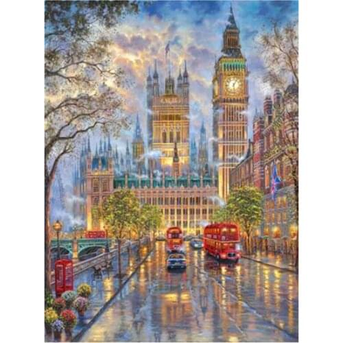 2021 New 5D DIY Full Round Diamond Painting Romantic Town Scenery Cross Stitch 3D Embroidery Rhinestone Mosaic Home Decor Y453