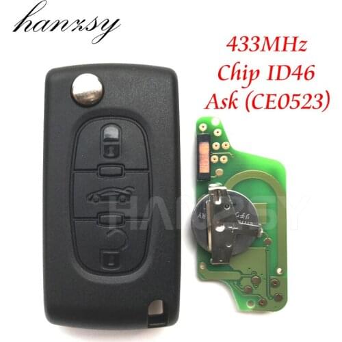 3 Button Remote Key for Peugeot 407 308 307 208 207 Partner Car Flip Folding key CE0523 433Mhz ID46 Chip VA2/HU83 Blade