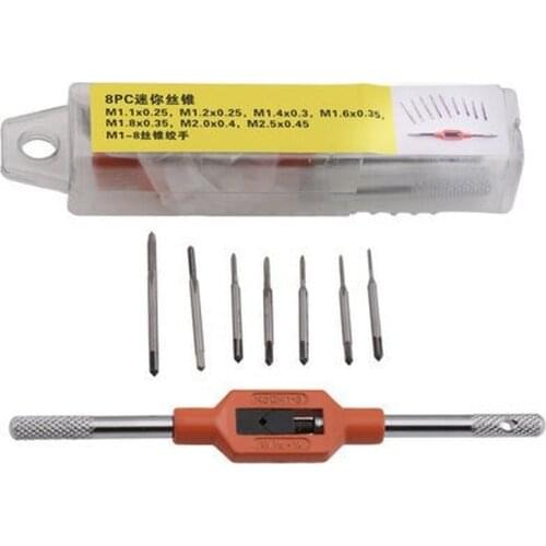 8 Pcs/Set Mini Screw Tap Hand Tap Thread Wire Tapping Threading Taps Attack M1.1 M1.2 M1.4 M1.6 M1.8 M2 M2.5
