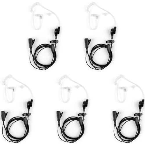 Artudatech 5PCs For TYT For Baofeng For Kenwood 2Pin Covert Acoustic Tube Headset PTT VOX Radio Accessories
