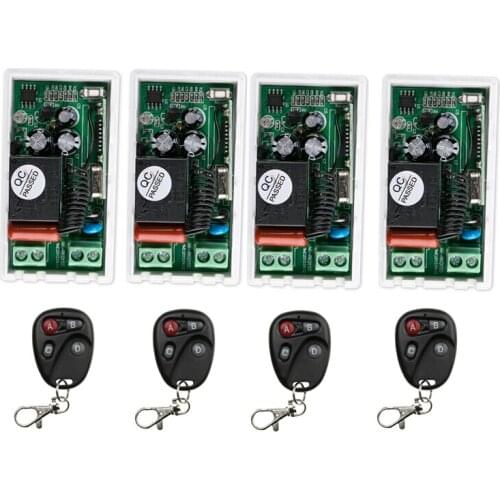 220 v 1 ch RF wireless remote control switch 4* receiver+4 * transmitter Simple connection self-lock mode
