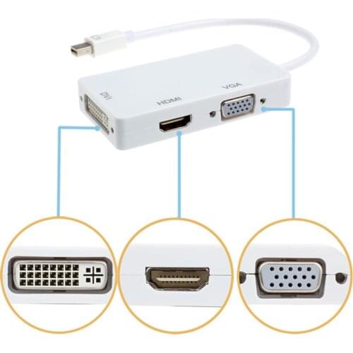 Carprie Superior Quality DisplayPort Thunderbolt to DVI VGA HDMI Adapter 3 in1 for MacBook for iMac Hot Jan25