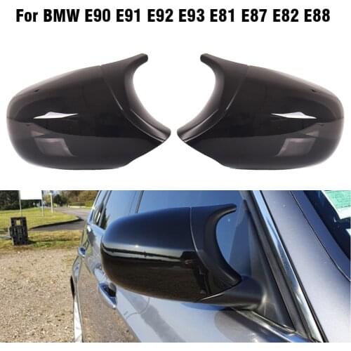 Rear view Mirror Covers Cap for Bmw E81 E82 E87 2008+,116i 118i 120i E88 E90 E91 E92, 320i 330i 330d Carbon Fiber Gloss Black