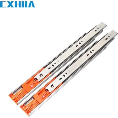 CXHIIA 1 Pair Of Ball Slide Rails For Cushioning Drawers 250-500Mm, 3-Fold Full Extension, Side Mounting, 45 Kg Load Capacity