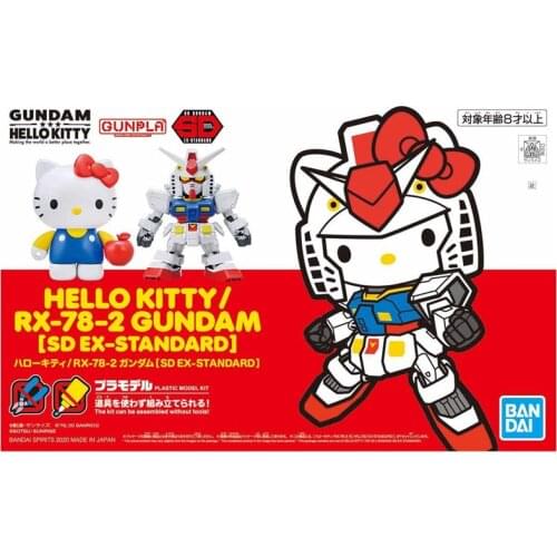 Bandai Gundam Assembled Anime Figures Model Q Version SD Hello Kitty RX-78-2 Hello Hello Kitty Zaku Action Figure Collection
