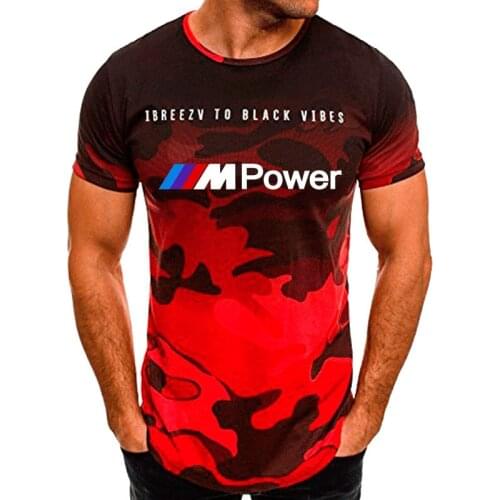Summer Brand Bmw M car logo Printing Mens tops Power T-shirt Fashion casual trend high quality Cotton Mens short sleeve