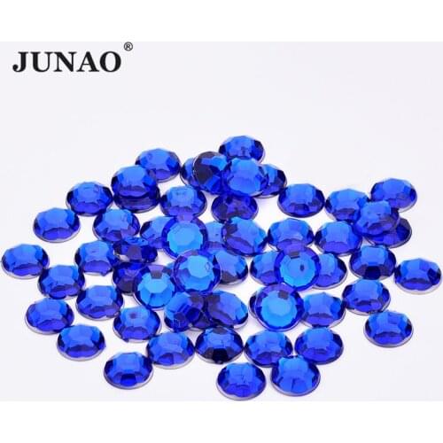 JUNAO 3 6 8 10 mm Dark Blue Color Round Flatback Crystal Rhinestones Nail Art Crystal Stones Stickers Non Hotfix Strass Diamond