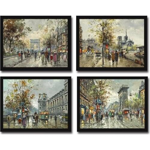 No frame impression classical figure tree house landscape canvas printings oil painting printed on cotton art decoration picture