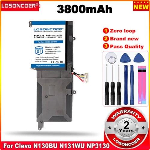 LOSONCOER N130BAT-3 Battery for Clevo N130BU N131WU NP3130 6-87-N130S-3U9 6-87-N130S-3U9A N130WU N131BU N131WU Pro 13 Batteries