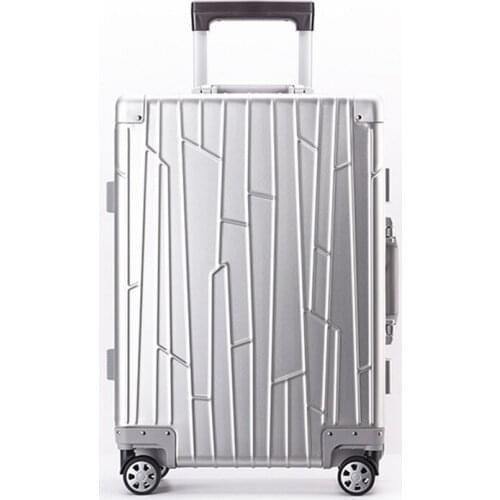 Fashion All aluminum trolley suitcase travel luggage men women metal business universal wheel boarding case 20/24 inch