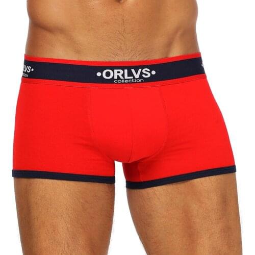 ORLVS Brand 50PC/LOT Wholesale Men Underwear Sexy Gay Boxers Breathable Cotton Men Underpants Comfortable Boxers Mesh Sleepwear