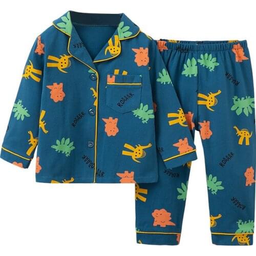 TUONXYE New Summer Boys Long sleeves Pajamas Girls Set Dinosaurs Pyjama Cotton Kids Pijama Children Sleepwear