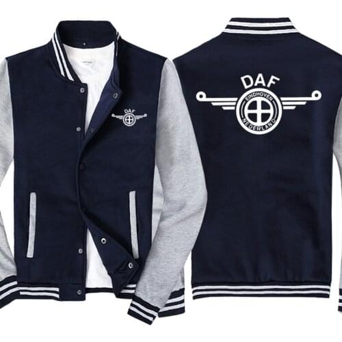 New Spring and Autumn Mens Baseball Jacket DAF Logo No Cap Fashion Cardigan Long Sleeves Sportsweater Hoodies