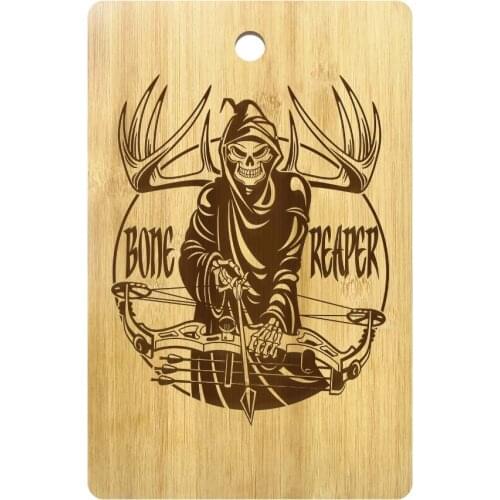 Halloween Bone Reaper Skull Personalized Cutting Board Grim Reaper Skeleton Bone Hunting Crossbow Butcher Hunting Chopping Board