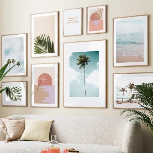 Beach Palms Tree Leaves Plant Landscape Quotes Wall Art Canvas Painting Nordic Posters And Prints Wall Pictures For Living Room
