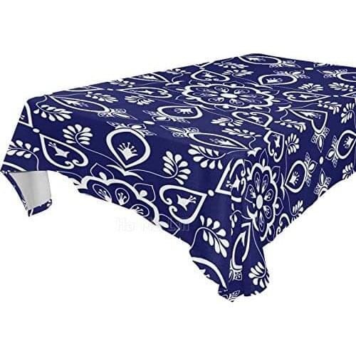 Rectangular Tablecloth For Indoor And Outdoor Mexican Ceramic Navy Blue