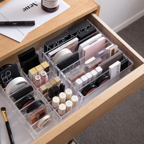 Adjustable 6/8 Slots Makeup Organizer Cosmetic Storage Acrylic Desk Storage Case Clear Lipstick Organizer Storage Box Escritorio