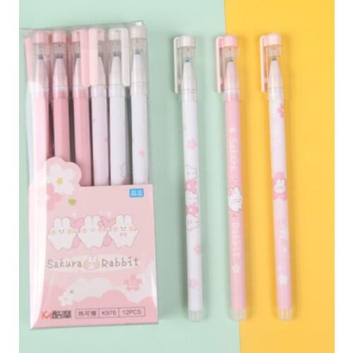 36 pcs/lot Kawaii Cherry Rabbit Erasable Gel Pen Cute 0.38 mm Signature Pens School Office writing Supplies Promotional Gift