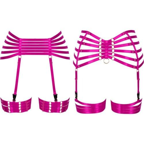 Punk Body Harness Garter Sexy Stockings Belts Waist Cage Leg Gothic Adjust Elastic Belt Dance Rave Party Lingerie Hollow Out