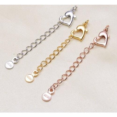 Silver/Gold/Rose Gold Lobster lasp Lengthening Tail Chain Clasps For Women Pearl Necklace Beads Bracelets DIY Jewelry Making
