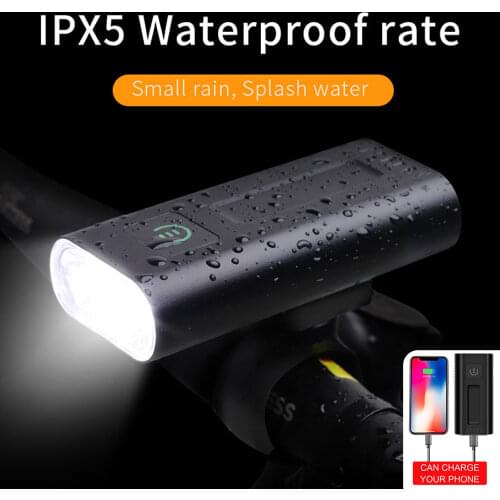 Bicycle Headlight 5200mAh Power Bank USB Chargeable Bike Light Front IPX5 Waterproof 1000 Lumens MTB Bike Flashlight Rehargeable