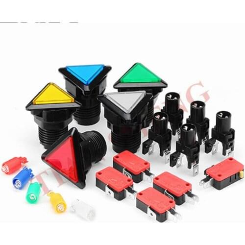 5 Colors LED Light Lamp 12V 39MM triangle Video Game Player Push Button Switch
