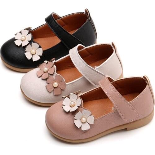Black pink Kids Toddler shoes soft bottom Baby girls shoes flower Princess Single Shoes fille chaussure 1 2 3 4 5 6 7 8 9 10-13T