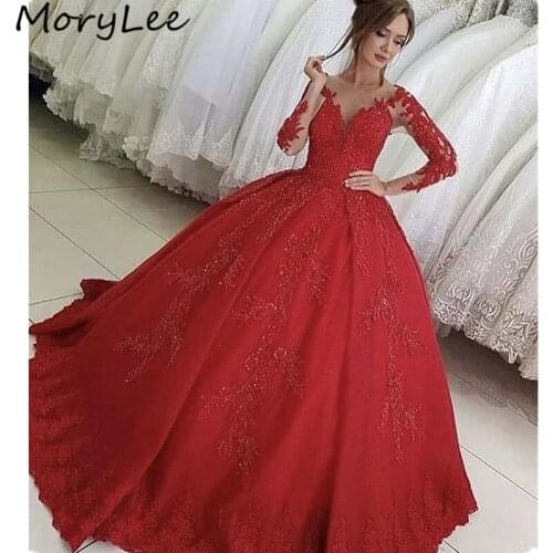Long Sleeves Evening Dresses V-Neck A-Line Sweep Train Lace Applique Crystal Satin Evening Dresses vestidos de fiesta de noche