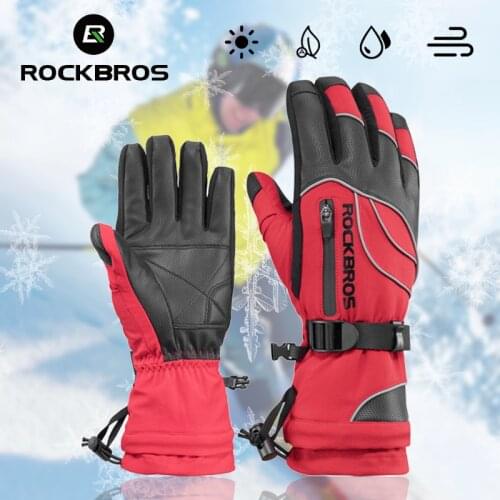 ROCKBROS Thermal Waterproof Windproof Mtb Bike Gloves For Skiing Hiking Snowmobile Motorcycle -40 Degree Winter Cycling Gloves