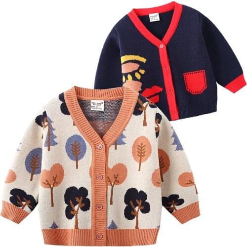 Cotton Blend Fall Sweaters For Kids Toddler Boys Knitted Wear Girls Winter Cardigan Childrens Clothes