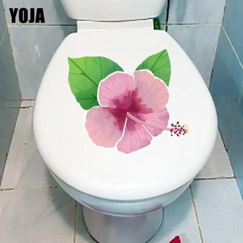 YOJA 21.8X19.1CM Summer Pink Flower Fresh Bathroom Toilet Decor Childern Bedroom Wall Sticker T1-1486