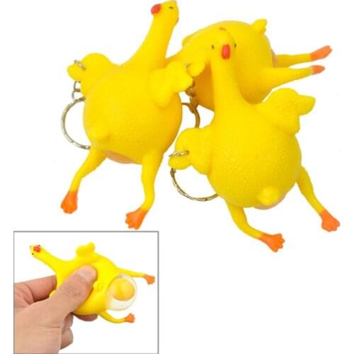 Funny Toys Vent Chicken Keychain Squeeze Layer Decompression Tricky Funny Toy Chicken That Can Lay Egg Rubber Unisex Animals Fun