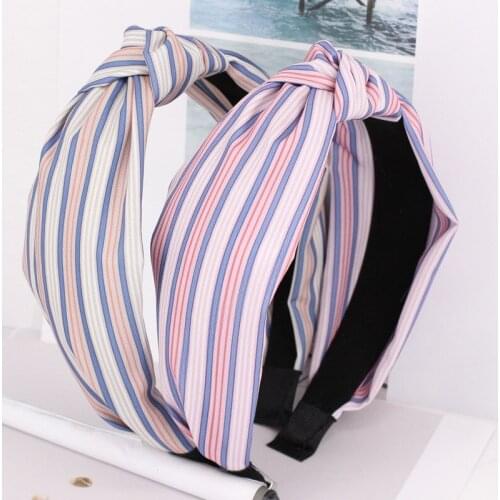 2018 New Spring Ladies Cross Knotted Head Wrap Striped Turbans Headbands for Women Equestrian Sports Fashion Hair Accessories