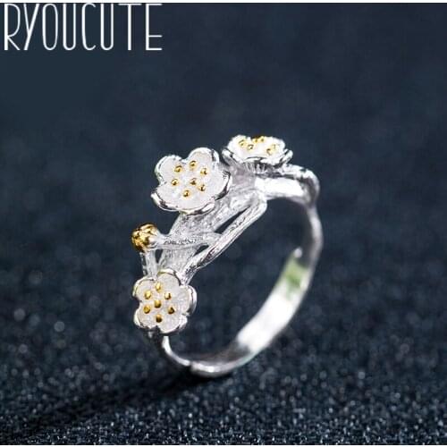 Boho Plum Flower Rings For Women Vintage Finger Ring 2020 Knuckle Female Fashion Jewelry Wedding Gifts