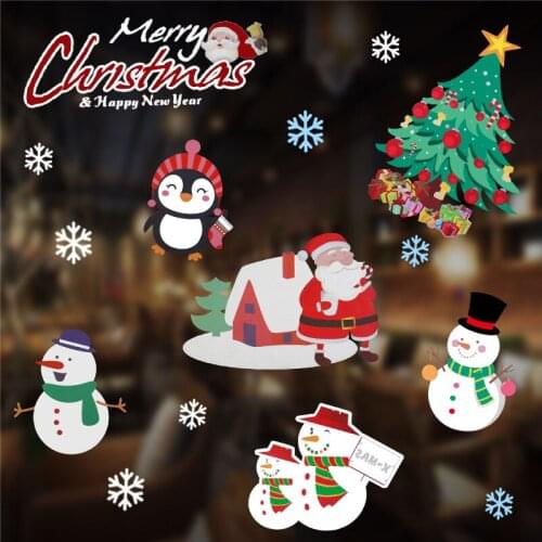 1 Set Christmas Wall Sticker Snowflake Santa Claus Deer Xmas Tree Wall Sticker Decals Glass Window Kids Room Home Decor Murals